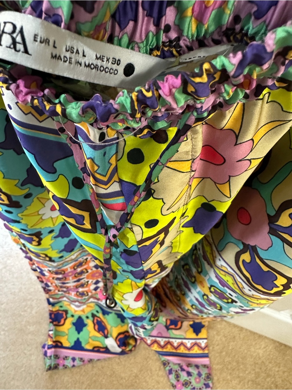 Zara Multicolor Floral-Geometric Maxi Skirt